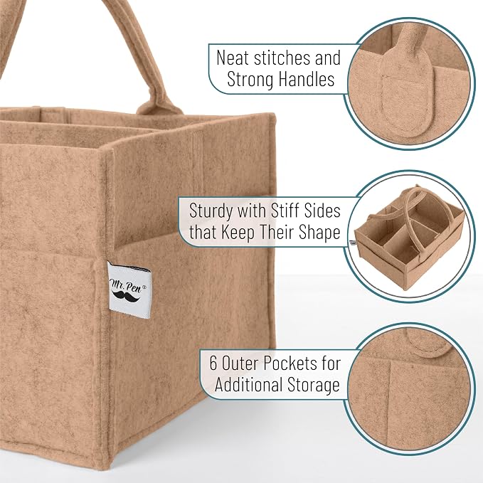 Mr. Pen- Baby Diaper Caddy Organizer, Earthy Clay | Nursery Storage Bin and Car - Image 3
