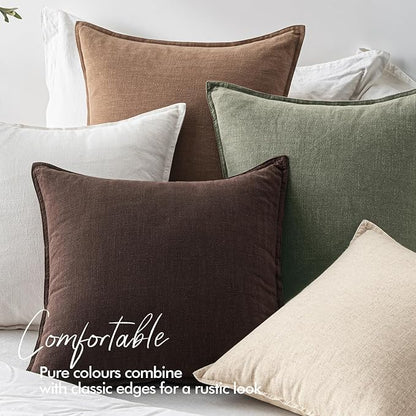 EMEMA Throw Pillow Covers Decorative Linen Pillow Covers 20x20 Inch Pink Boho Farmhouse Neutral Couch Throw Pillows for Bed Pack of 2 Accent Pillowcase Modern Sofa Cushion Livingroom Home