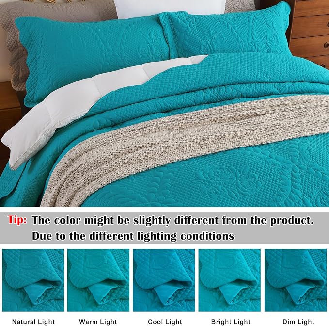 EVENHUG Oversized King Bedspreads California King Quilt Set - Image 7