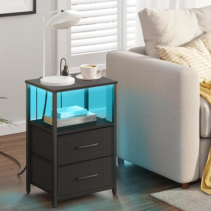 TUTOTAK Nightstands Set of 2, LED End Table - Image 5