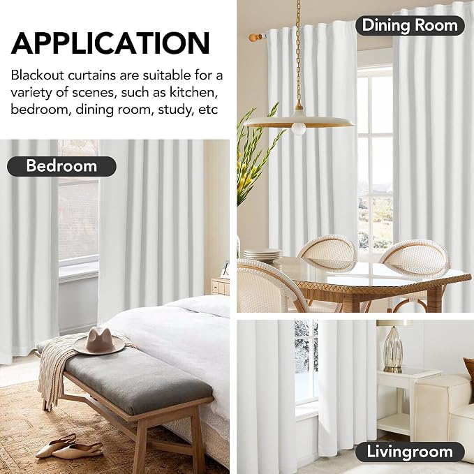 Deconovo 100% Blackout Linen-Blend Curtains 52" x 63" – Thermal Insulated - Image 5