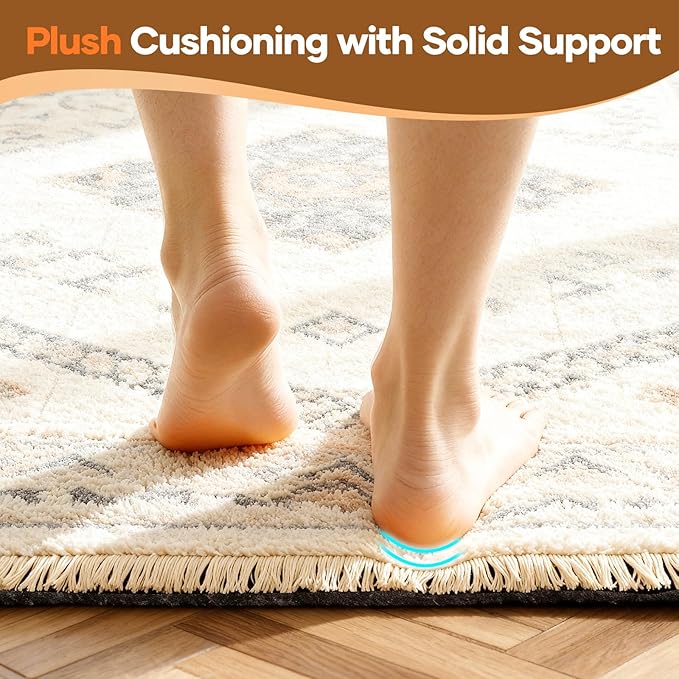 Veken 5 Ft Round Non Slip Cushioned Rug Pad Gripper, Felt and Silicone Backing, 1/4 inch Thick Carpet Liner for Hardwood Floors and Finishes, Under Area Rugs Anti Skid Mat, Keep Rugs Safe and in Place