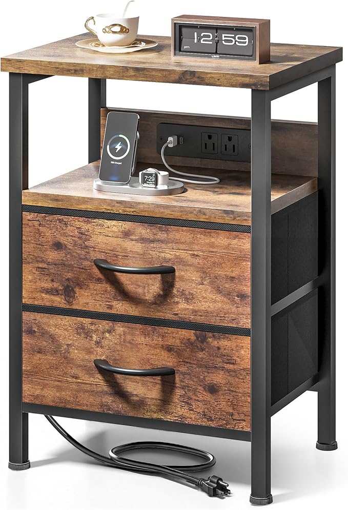 Lazzanto Night Stand with Charger Station by Lazzanto