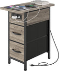 Huuger Narrow End Table with Charging Station, Side Table with 2 Drawers | Slim by Huuger