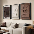 Large 3D Textured Framed Neutral Abstract Wall Art Set, 3 Piece, 20x30 In | by Cuspin