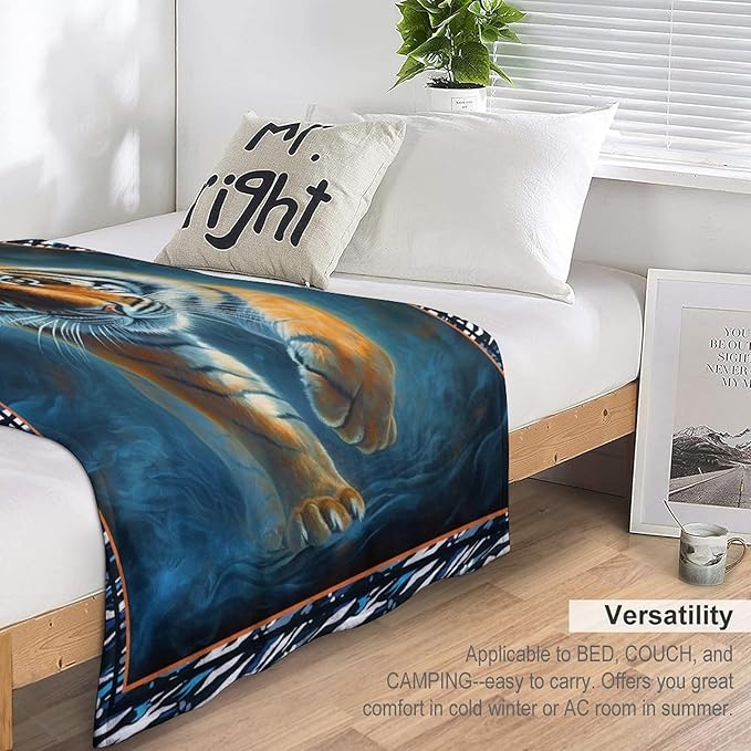 Tiger Blanket Tiger Throw Blankets for Couch Sofa Bed Decor Soft Cozy Fleece Plush Flannel Gifts for Men Women Adults Lover 40"x50"