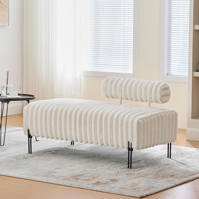 KEIKI 49.6" Upholstered Sofa End of Bed Bench Ottoman Footrest, Mini Loveseat by KEIKI