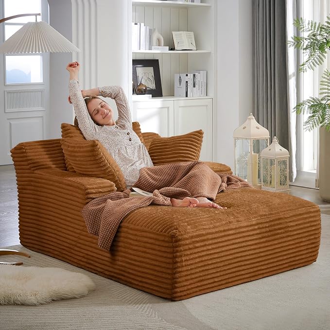 Oversized Chaise Lounge Chair Indoor, Comfy Fluffy Cloud Couch, Modern Deep - Image 6