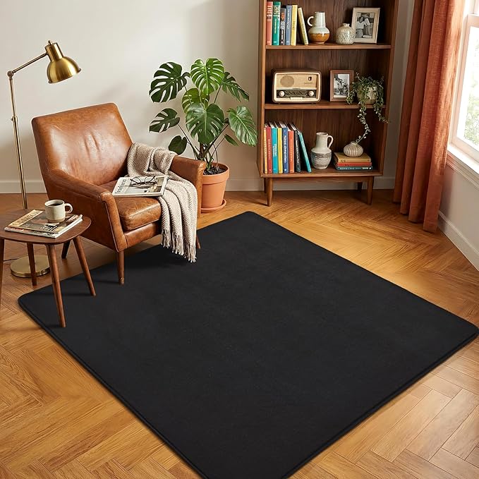 5x5 Square Area Rugs for Bedroom Living Room, Modern Non Slip Minimalist Carpet by AmeareaDirect
