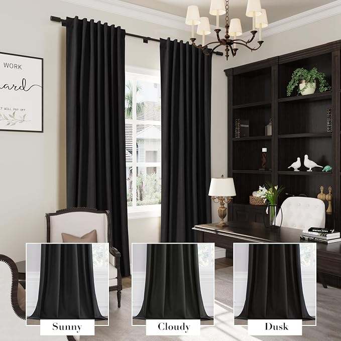 Joywell 100% Blackout Linen Curtains 84 Inches Long - Image 6