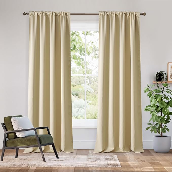 RYB HOME Bedroom Blackout Curtains 80 inches Long, 100% Blackout | Thermal by RYBHOME