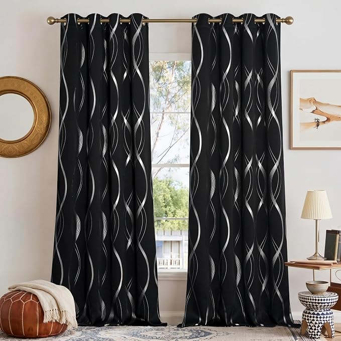 NICETOWN Black Out Grommet Pattern Curtain Panels 84 inches Long | Light by NICETOWN