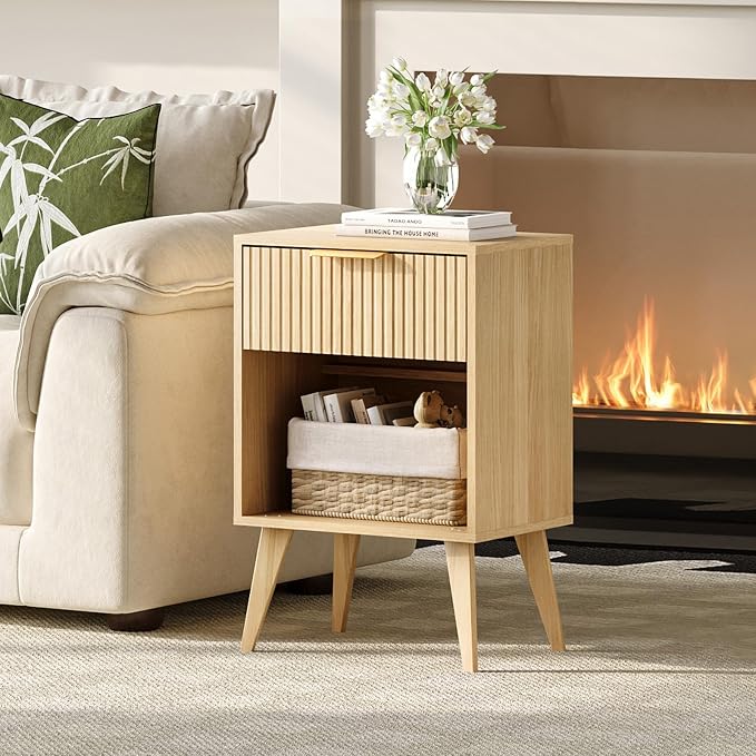 YAUKOMEL Fluted Nightstand by YAUKOMEL