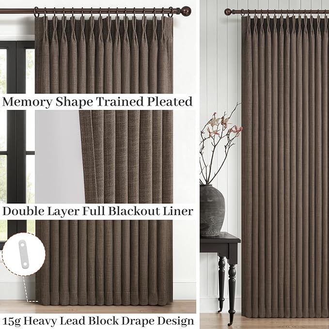 Double Layer Thick Linen Blackout 105 Inch Tall Curtains - Image 4