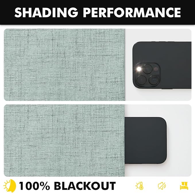 MIULEE 100% Blackout Linen Curtains 42 x 84 Inch Seafoam Green 2 Panels | - Image 7