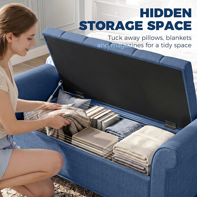 HOMCOM 47" Ottoman wih Storage End of Bed Bench - Image 4