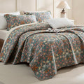QSH 100% Cotton Floral Quilt Sets Queen Bedding Set-3PCs Luxury Paisley by QSH
