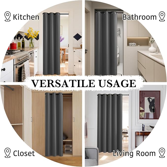 RYB HOME 100% Blackout Curtain, Bedroom Patio Sliding Glass Door Drape | Extra - Image 5