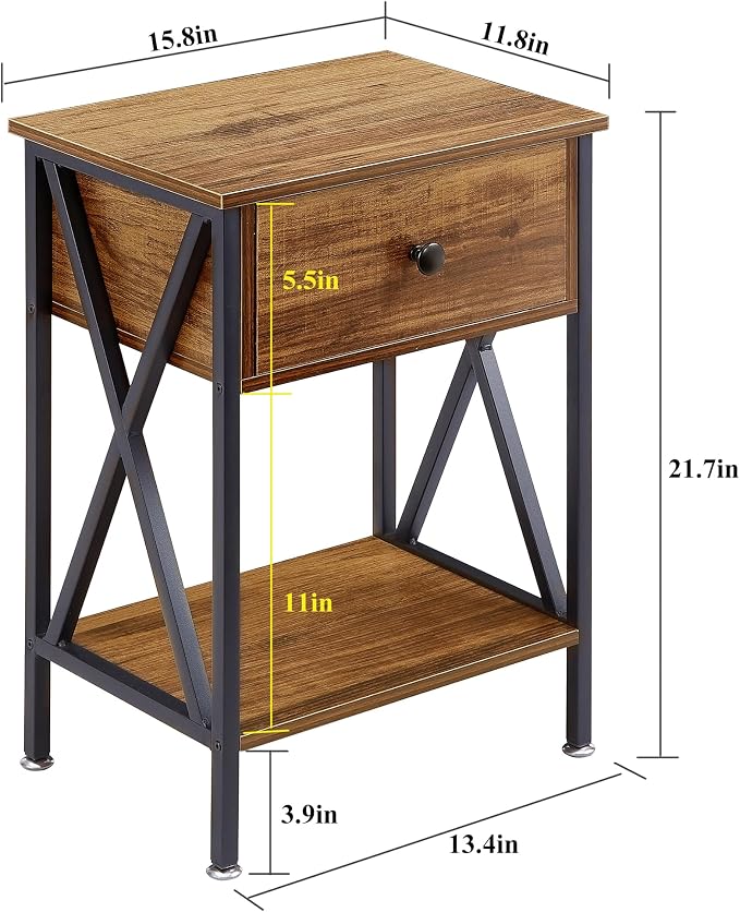 VECELO Nightstand, Modern Bedside End Table, Night Stand - Image 3