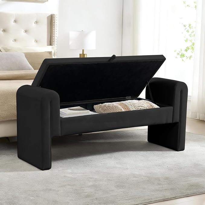 61" Velvet End of Bed Bench, Upholstered Seat - Image 6