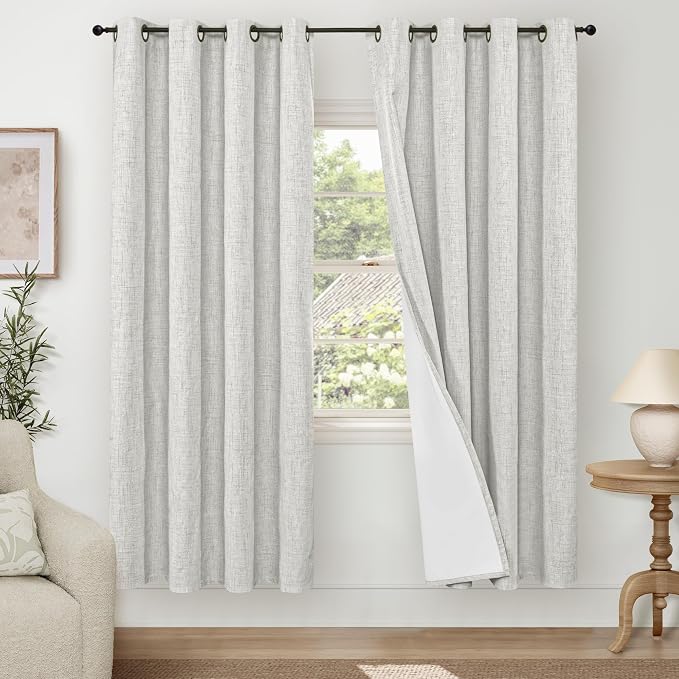 Light Grey Linen Blackout Curtains by Lajode