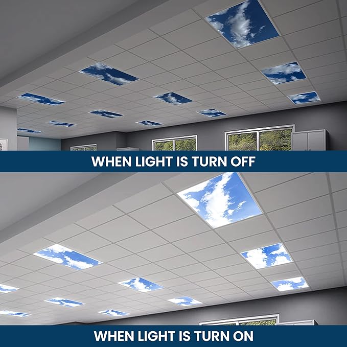 4-Pack 2x4 LED Flat Panel Light, Drop Ceiling Light Fixture with Cloud Design Tunable 30W-72W, 8750 Lumens 4000K/5000K/6500K CCT, 0-10V Dimmable Skylight ETL & DLC, 120-277V 48x24 Inch LED Panel