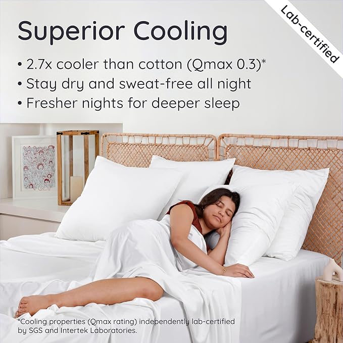 Bambaw King Sheets Set 4pcs – 100% Viscose Derived from Bamboo Sheets King Size Deep Pocket, Fits Up to 16'', Luxury Bedding, Super Soft Sheets King Size, Cooling Sheets King Size (White)