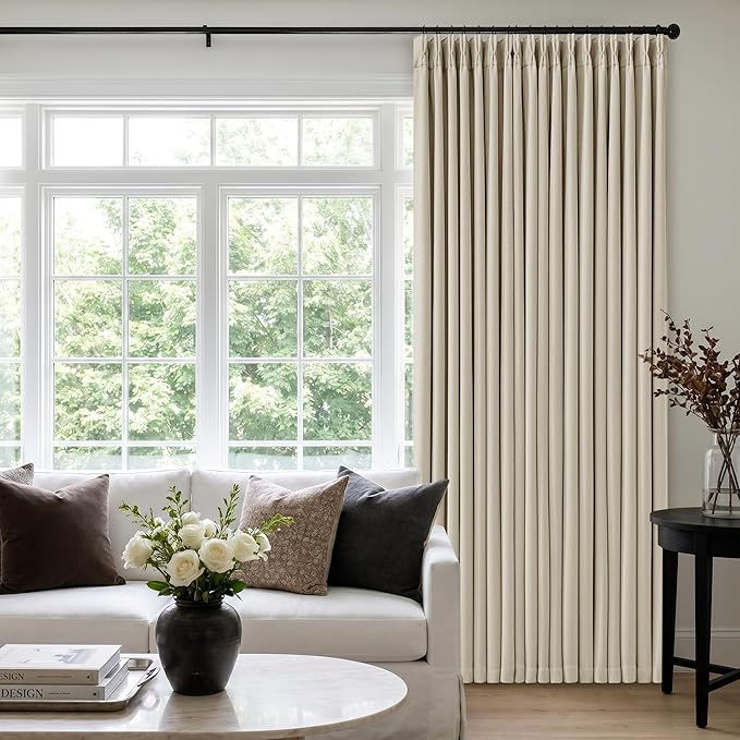 Oatmeal Beige Extra Wide Blackout 60 x 96 Inch Pinch Pleat Curtains 1 Panel | - Image 6