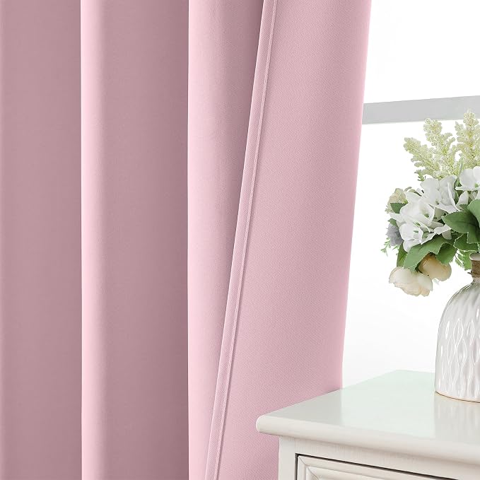 CUCRAF Light Pink Blackout Curtains 96 inch Length 2 Panels Set, Rod Pocket - Image 6