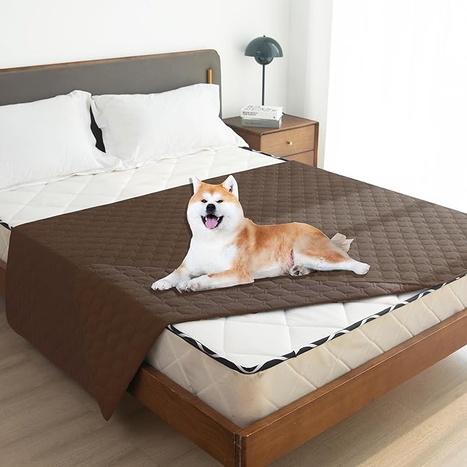 gogobunny 3X Stronger Waterproof Pet Blanket, Scratch Proof Furniture Protector for Dogs Cats, Reversible Cover 68x82 Inch, Dark Chocolate