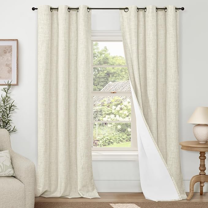 Natural Linen Blackout Curtains by Lajode