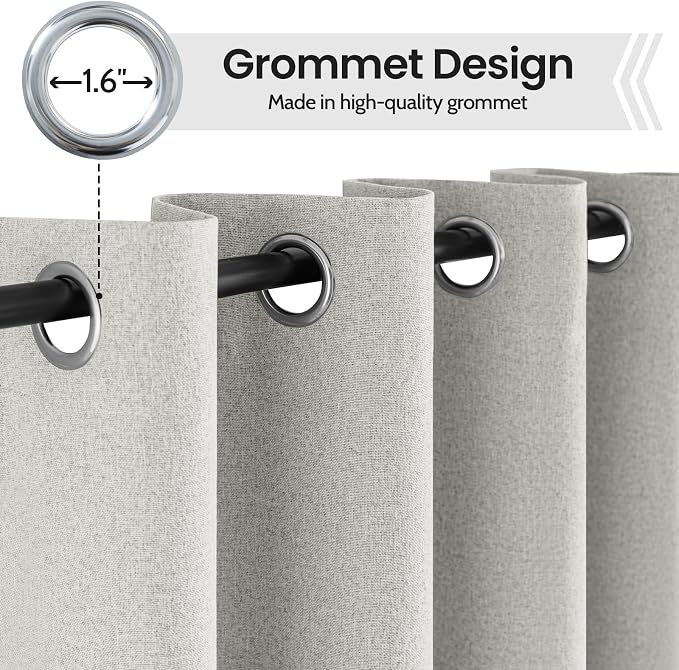 COSVIYA 100% Blackout Cream Linen Curtains & Drapes 84 Inch Length | Light - Image 4