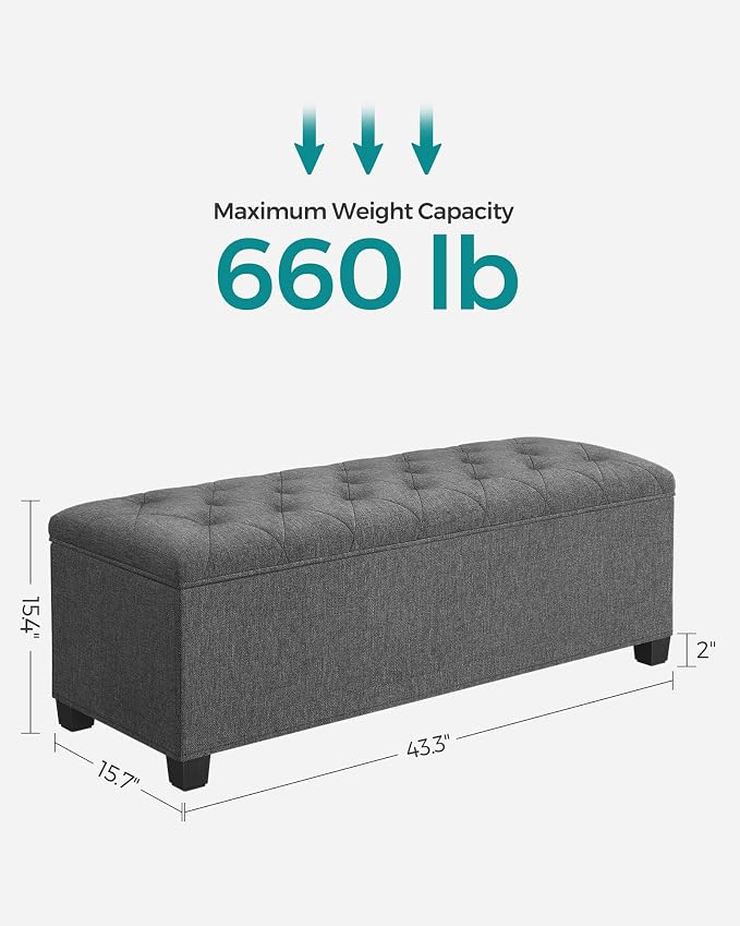 SONGMICS Storage Ottoman Bench, Foot Rest - Image 3