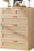 LEYAOYAO Rattan Dresser for Bedroom, Oak Modern 6 Drawers Boho Dressers by LEYAOYAO-Findtheshiningpointofyourideallife%EF%BC%81