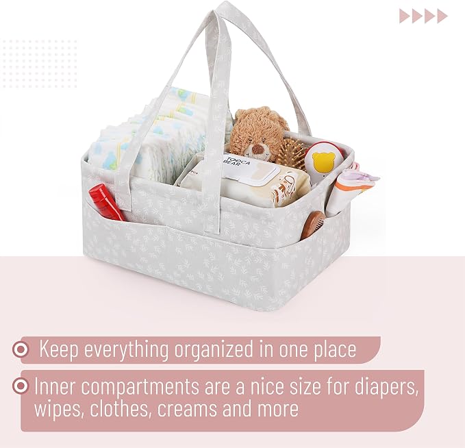Mr. Pen- Baby Diaper Caddy Organizer, Patterned Gray | Nursery Storage Bin and - Image 4