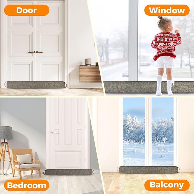TORRAMI Under Door Draft Stoppers 36 Inch, Heavy Triangle Stop Draft Block Cold Air/Wind/Breeze Noise Blocker Door Sweeps Weather Stripping Bottom Seal Brown