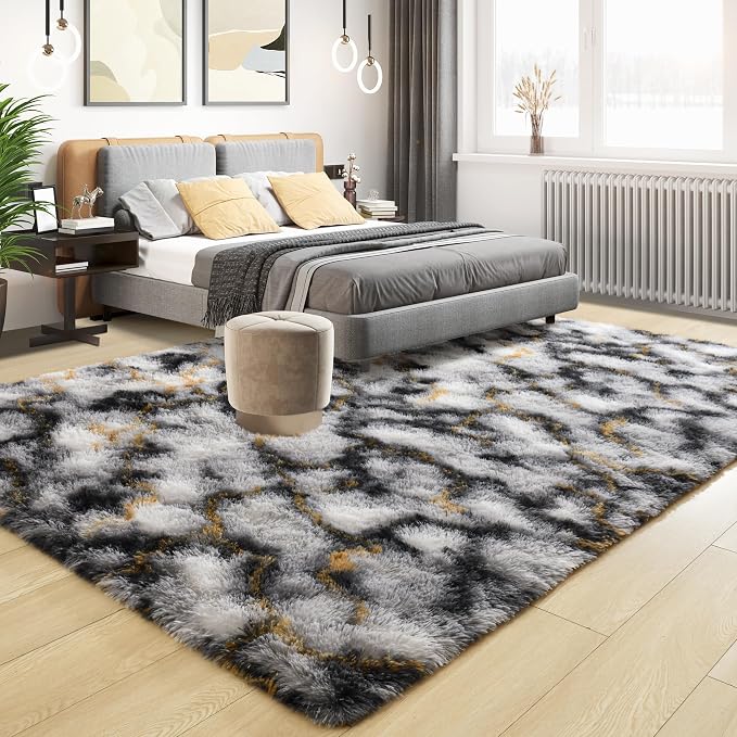 Soft Fluffy Rugs for Living Room, 5x8 Shaggy Area Rug for Bedroom, Modern Shag - Image 2
