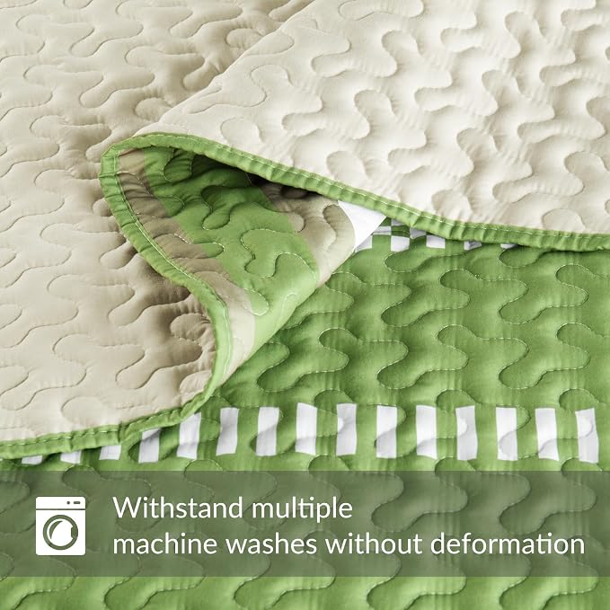 Whale Flotilla Reversible Green Print Quilts Queen Size - Image 6