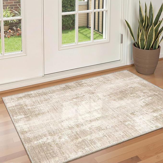 3x5 Rug Non Slip, Abstract Washable Entryway Rug by Valenrug