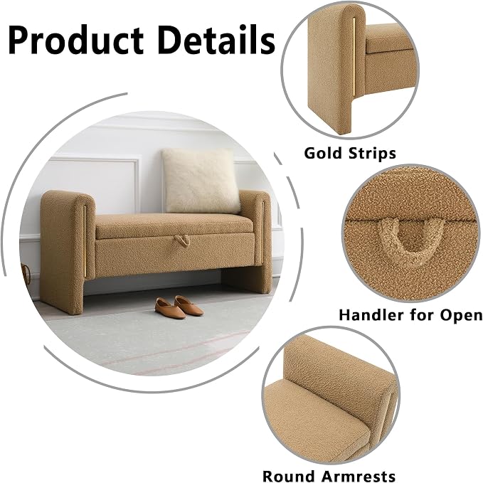 HRVEOCEI Upholstered Storage Bench - Image 3
