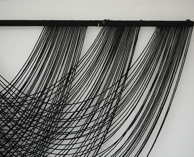 Flber Macrame Wall Hanging Black 59.00" W x 31.00" L Boho Wall Decor Large Boho - Image 6