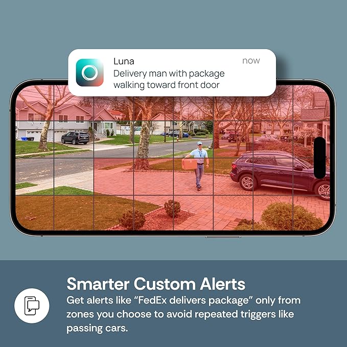 Luna Doorbell Camera Wireless, AI Human/Package Detection, Instant Alerts, Night Vision, 2-Way Audio, Battery/Wired Powered, Cloud Storage, 2.4GHz Wi-Fi Smart Video Doorbell with Chime