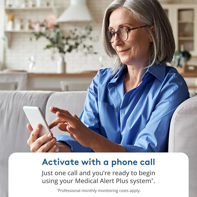ADT Medical Alert Plus - in-Home Medical Alert System for Seniors - Cellular 4G Coverage, 600ft Pendant Range, Home Temperature Monitoring, 24/7 U.S. Based Monitoring (Black Wristband)