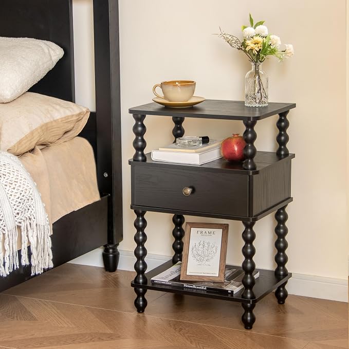 AWASEN Black Nightstand, Bed Side Table Bedroom - Image 5
