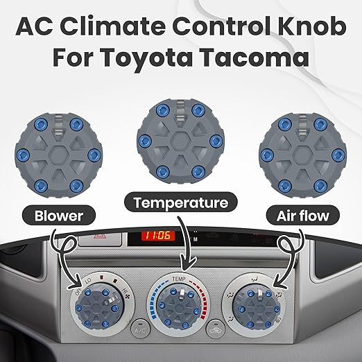 2nd Gen Tacoma Accessories AC Knob Upgrade - 2005,2006,2007,2008,2009,2010,2011,2012,2013,2014,2015 Tacoma Climate Control Dial Mods Set - 2nd Gen Tacoma Mods - for Toyota Interior Replacement Kit