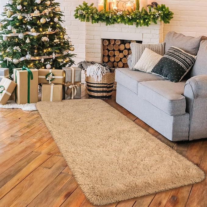 HOMORE 2x6 Runner Rugs for Bedroom, Light Tan Runner Rug for Hallway Entryway - Image 3