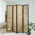 4 Panel Bamboo Room Divider, 5.6 ft Tall Double Sided Folding Privacy Screen by Furnnylane