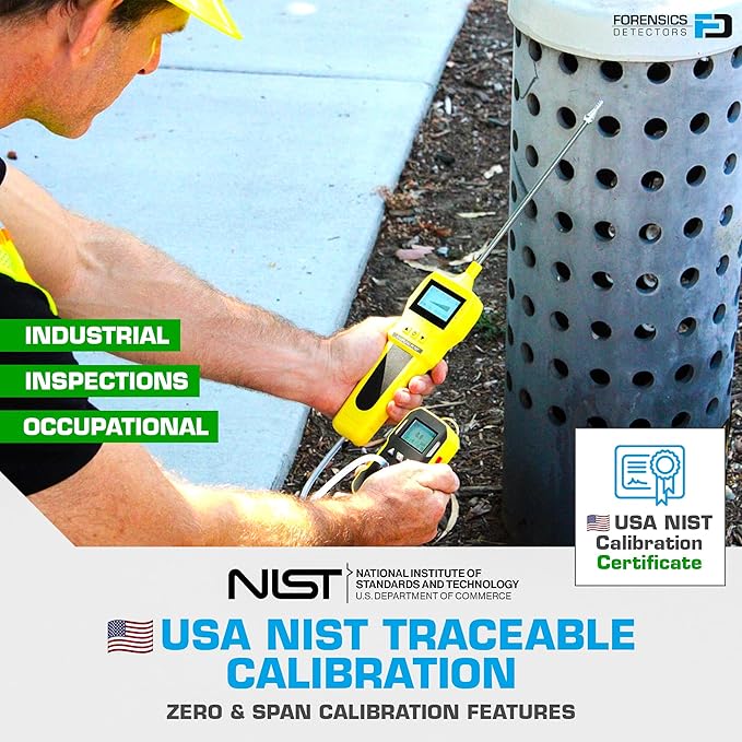 Carbon Monoxide Detector CO Analyzer + Pump by Forensics | USA NIST Calibration | Water, Dust & Explosion Proof | USB Recharge | 0-1000 ppm |
