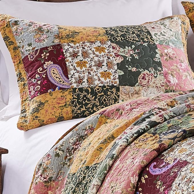 Greenland Home Antique Chic Authentic Patchwork Cotton Quilt Set, 3-Piece - Image 6