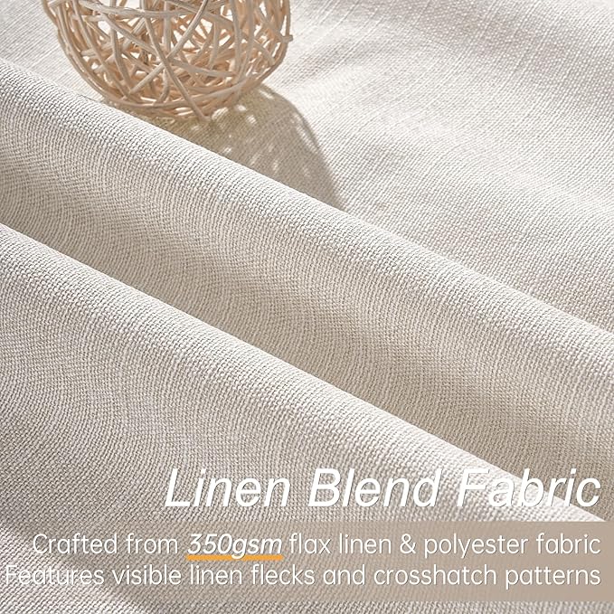 Topfinel Cream Linen Blackout Curtains 84 Inch Long - Image 3